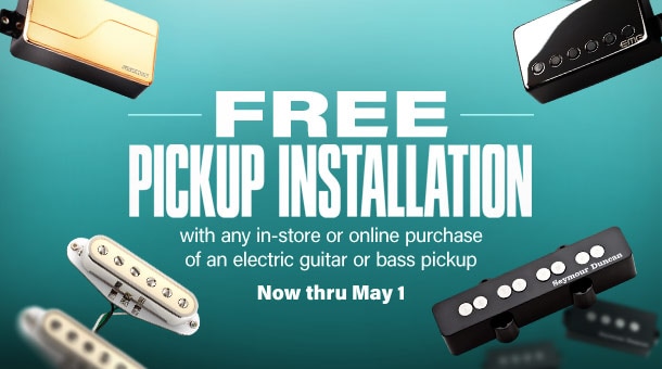 Free pickup installation with any in-store or online purchase of an electric guitar or bass pickup. Now thru May 1