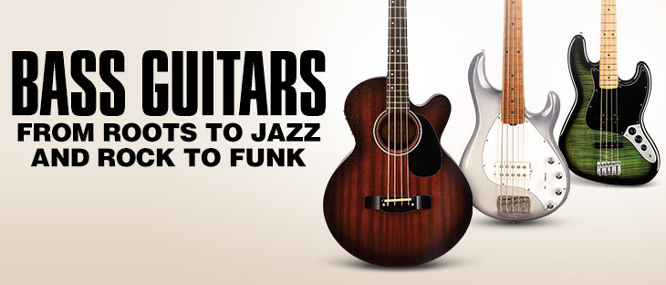 Bass Guitars. From roots to jazz and rock to funk