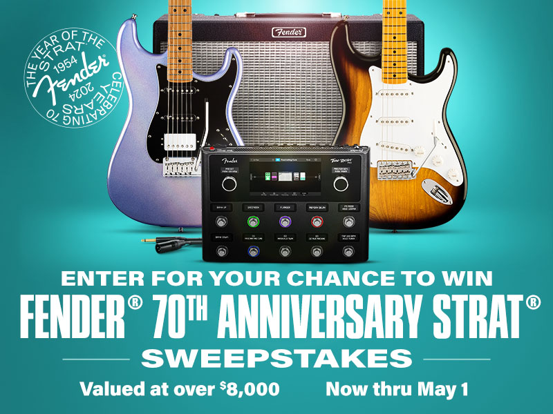 Fender 70th Anniversary start sweepstakes. Now thru May 1.