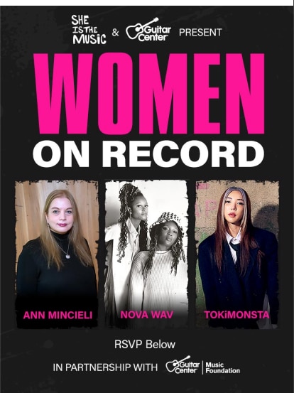 Women on record. RSVP below. Ann Minciel. Nova Wav. Tokimonsta.