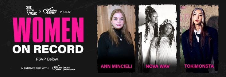 Women on record. RSVP below. Ann Minciel. Nova Wav. Tokimonsta.
