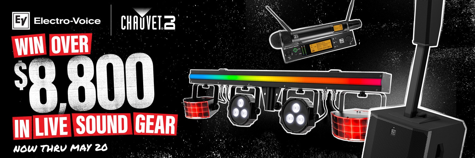 Win over 8800 dollars in live sound gear. Now thru May 20